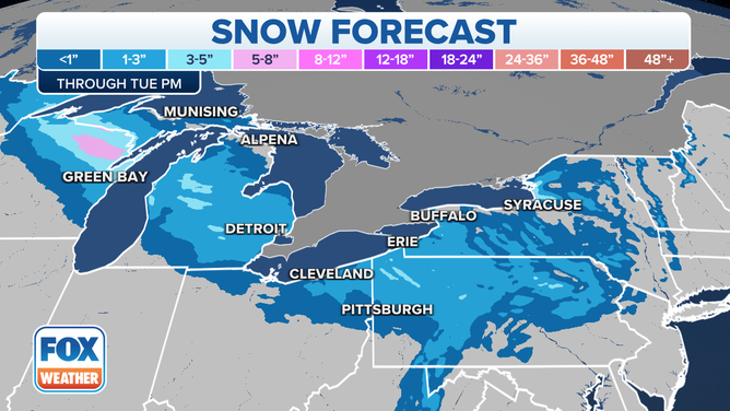 Snow forecast through Tuesday, Nov. 30, 2021.