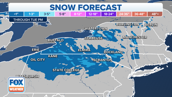 Snow forecast through Tuesday, Nov. 30, 2021.