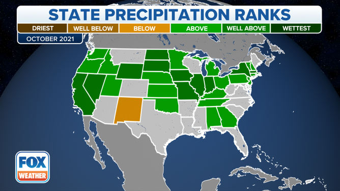 October 2021 Precipitation Ranks