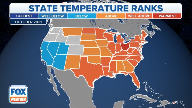 October 2021 Temperature Ranks