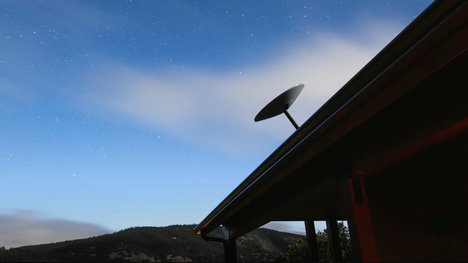 A Starlink internet "dishy" on a roof in rural Oklahoma. (Image credit: SpaceX)