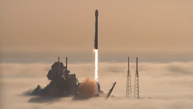 A SpaceX Falcon 9 rocket launches Starlink satellites from Cape Canaveral, Fla. on Nov. 13, 2021.