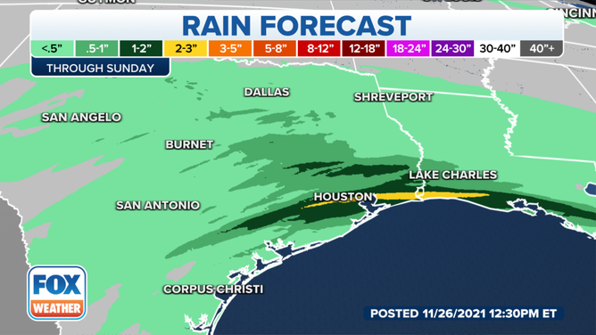 Rain forecast through Sunday, Nov. 28, 2021.