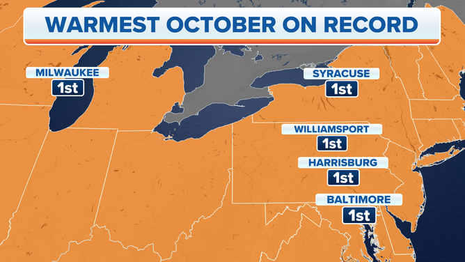 October 2021 was the warmest on record in these cities.