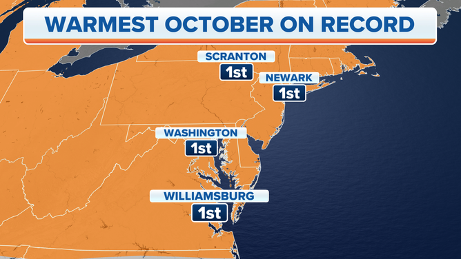 October 2021 was the warmest on record in these cities.