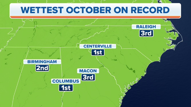 October 2021 was among the wettest on record in these cities.