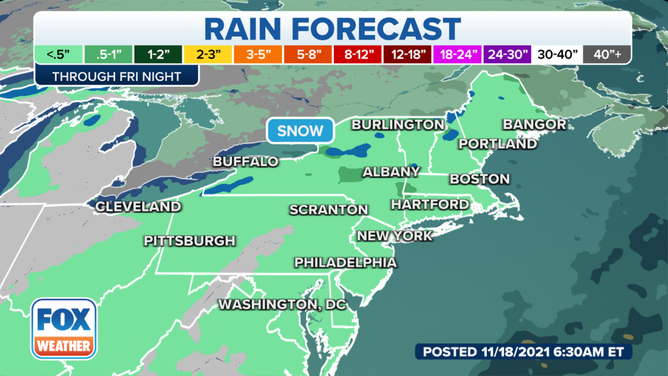 Rainfall forecast through Friday, Nov. 19, 2021.