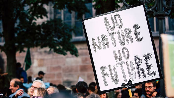 Climate change protest sign