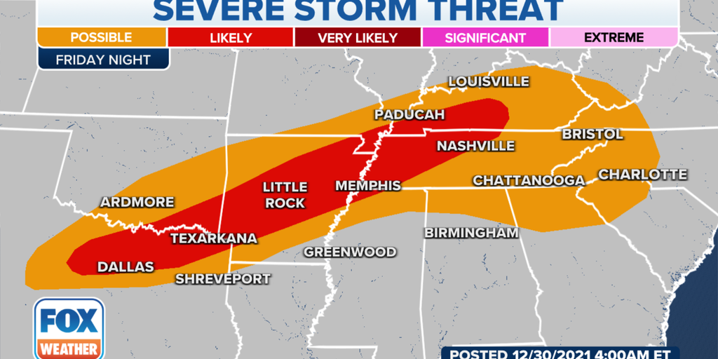 Multiday severe weather threat, including tornadoes, expected in South ...