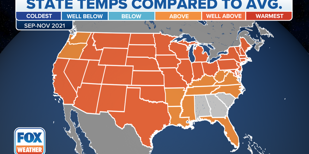 US endured 3rd-warmest fall, 7th-warmest November in 2021, NOAA says ...