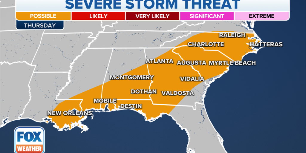 Threat for rain, storms exists for Southeast on Thursday | Fox Weather
