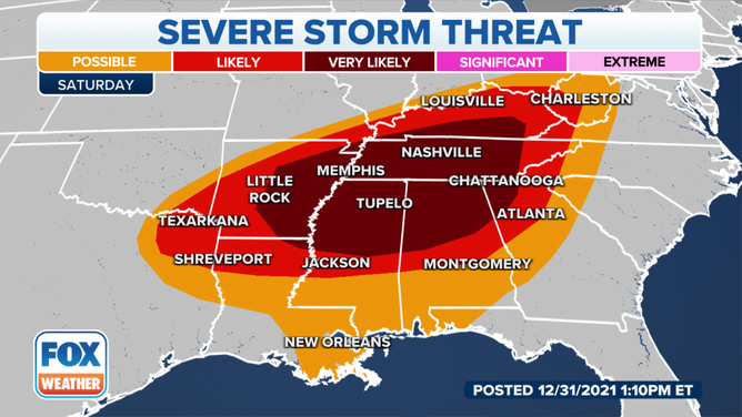 Severe storm threat on Saturday, Jan. 1, 2022.