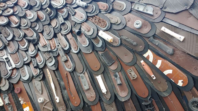Washed ashore bald eagle sculpture