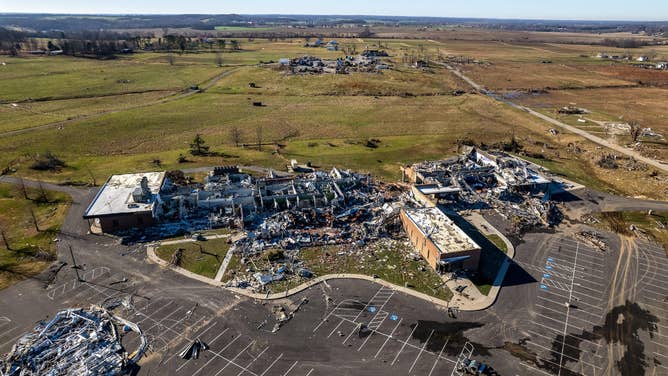 The Grain and Forage Center of Excellence at the University of Kentucky Research and Education Center was damaged by a powerful tornado in December 2021.