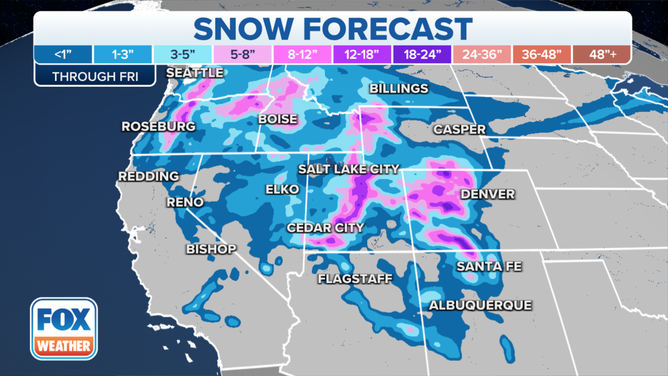 Snow forecast through Friday, Dec. 31, 2021.