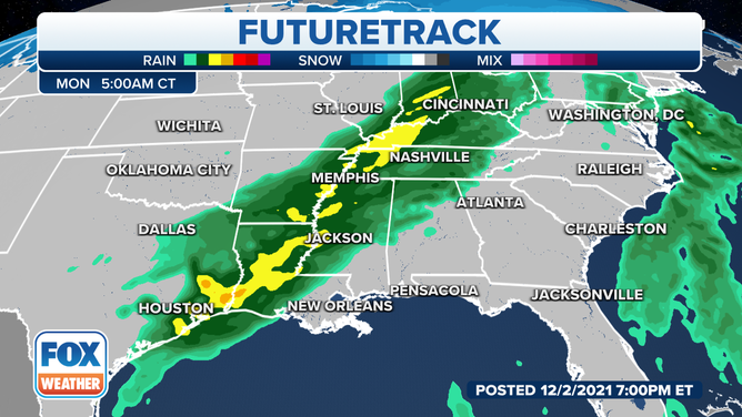 Forecast for early Monday morning, Dec. 6, 2021.