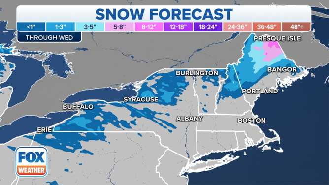 Snow forecast through Wednesday, Dec. 22, 2021.