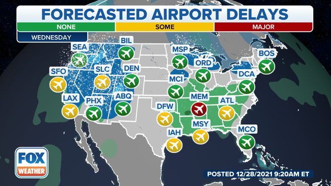 Airport delay forecast for Wednesday.