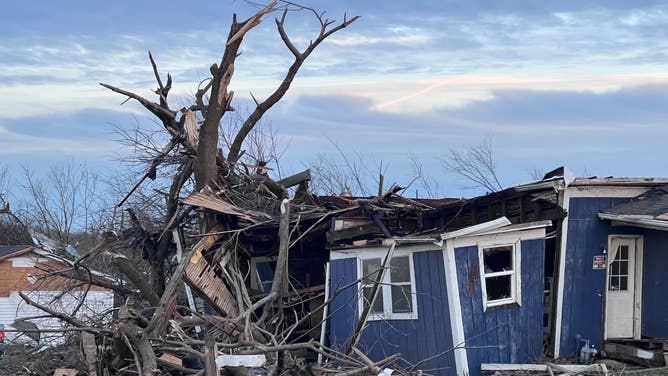 Tornado damage in Mayfield, KY 12/21