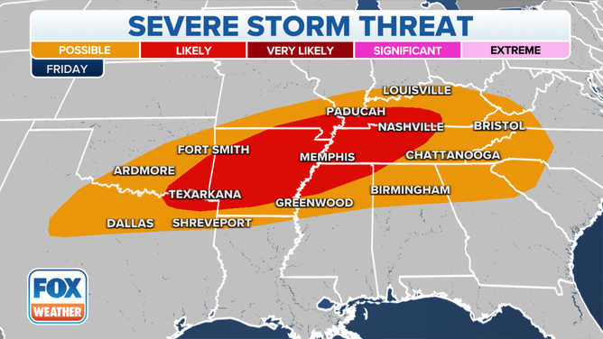 Severe thunderstorm threat on Friday, Dec. 31, 2021.