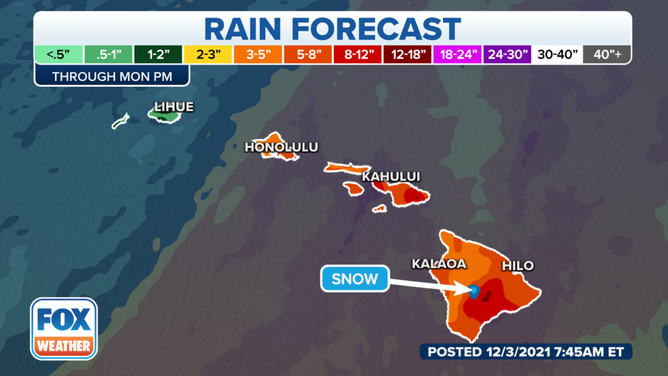 Rain forecast through Monday, Dec. 6, 2021.