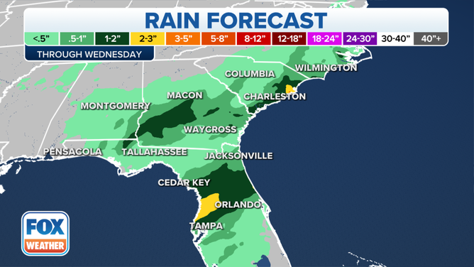 Rain forecast through midweek.