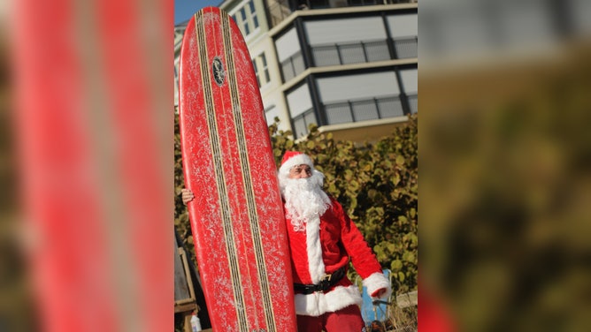A Surfing Santa in Cocoa Beach.