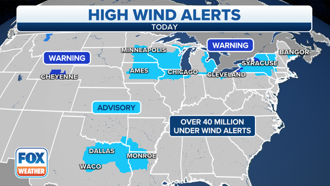 High Wind Warnings and Wind Advisories are in effect Monday, Dec. 6, 2021.