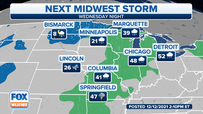 Forecast for Wednesday night, Dec. 15, 2021.