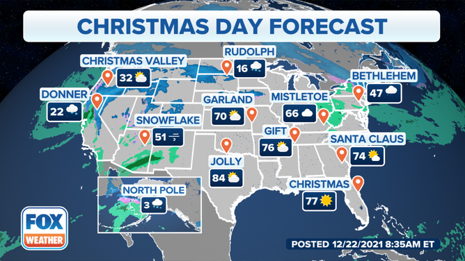 Christmas weather: Forecasts for 10 towns across America with festive names