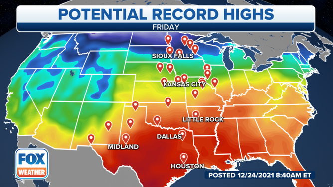 Christmas Eve record temperatures forecast