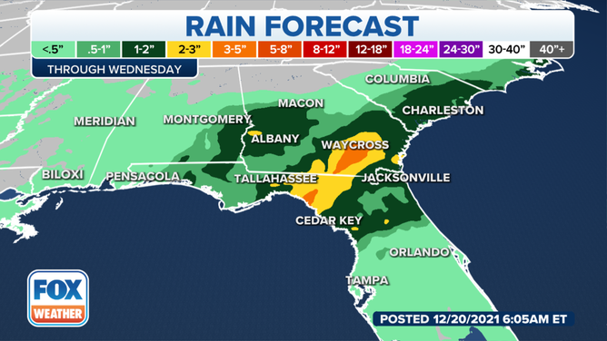 Rain forecast through midweek.