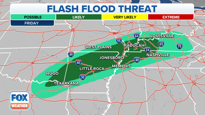 Flash flood threat on Friday, Dec. 31, 2021.