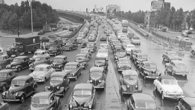 Vehicles at a standstill on a congested road.