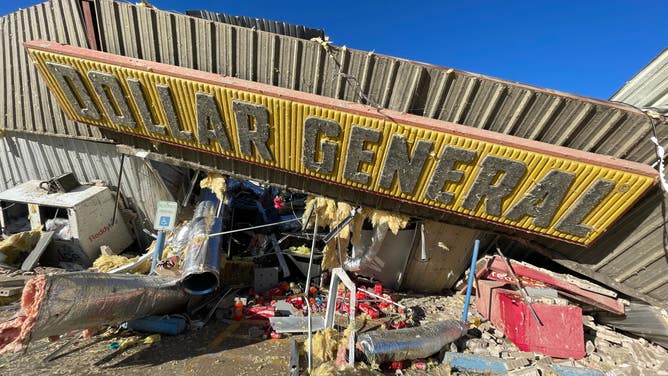 Tornado damage in Leachville, AR 12/21