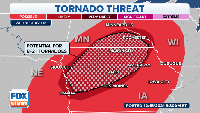 Tornado threat on Wednesday, Dec. 15, 2021.