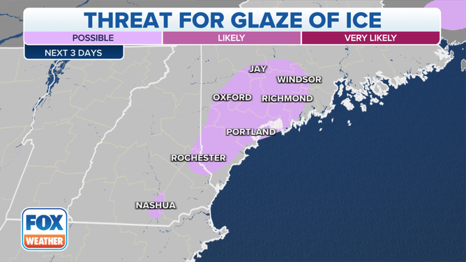 Threat for a glaze of ice on Wednesday, Dec. 22, 2021.