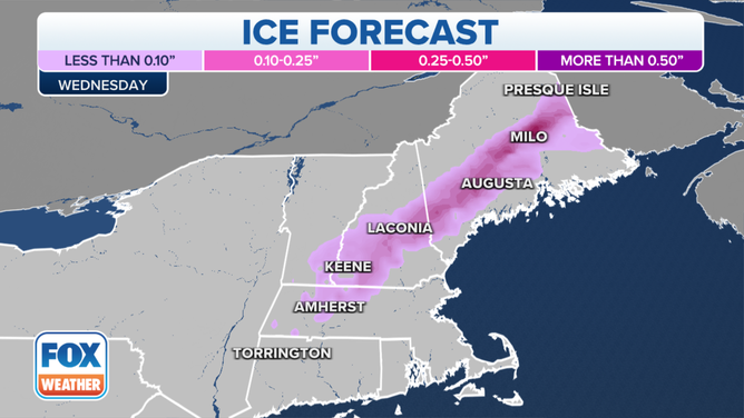 Ice forecast through Wednesday, Dec. 22, 2021.