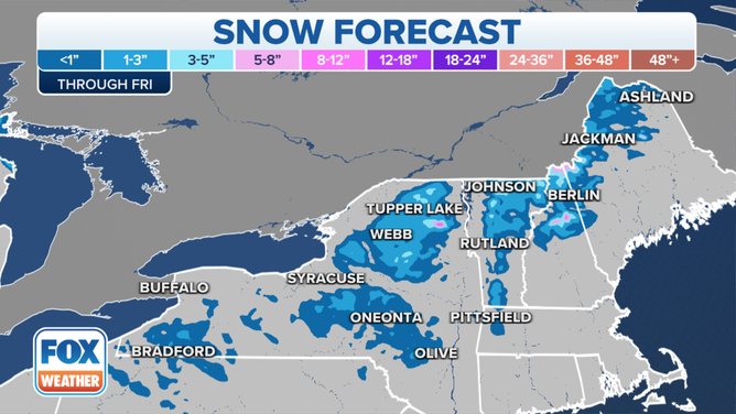 Snow forecast through Friday, Dec. 3, 2021.