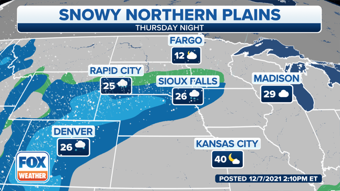 Forecast for Thursday night, Dec. 9, 2021.