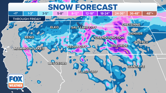 Snow forecast through Friday, Dec. 10, 2021.