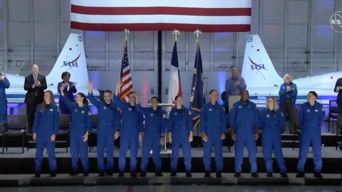 The ten 2021 NASA astronaut candidates at Ellington Field on Monday, Dec. 6, 2021. 