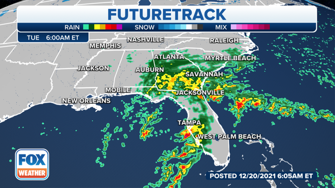 Forecast for early Tuesday morning, Dec. 21, 2021.