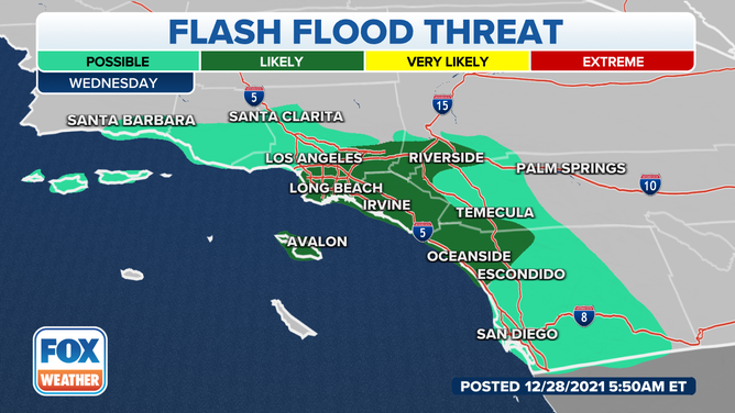 Southern California Flash Flood Risk 12/29/2021