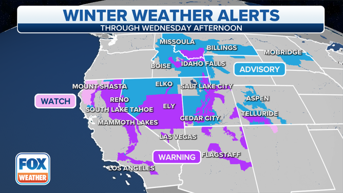 Winter Storm Warnings and Winter Weather Advisories are in effect on Tuesday, Dec. 14, 2021.