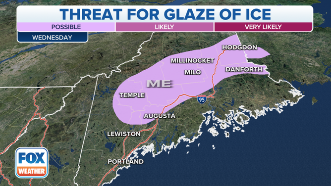 Threat for a glaze of ice on Wednesday, Dec. 22, 2021.