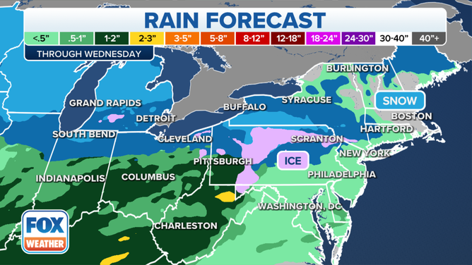 Rain forecast through Wednesday