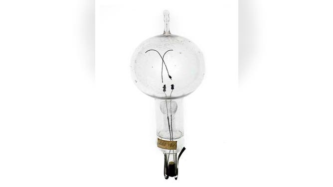 Thomas Edison used this carbon-filament bulb in the first public demonstration of the first practical electric incandescent lamp.