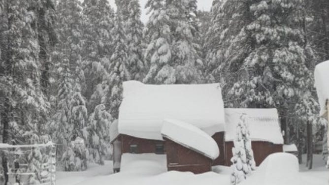 The U.C. Berkeley Central Sierra Snow Lab after 16 feet of snow this December.