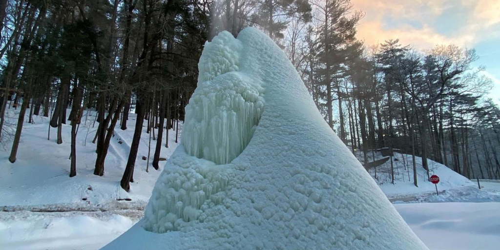 Here's how this unique ice volcano forms in Upstate New York